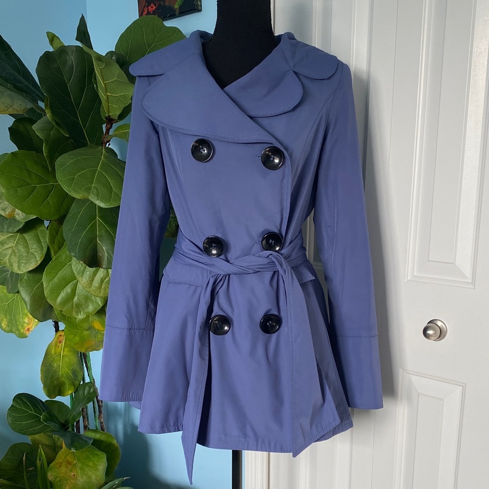 Beautiful Rare Exclusive Periwinkle Blue Small Button Up Peacoat Jacket